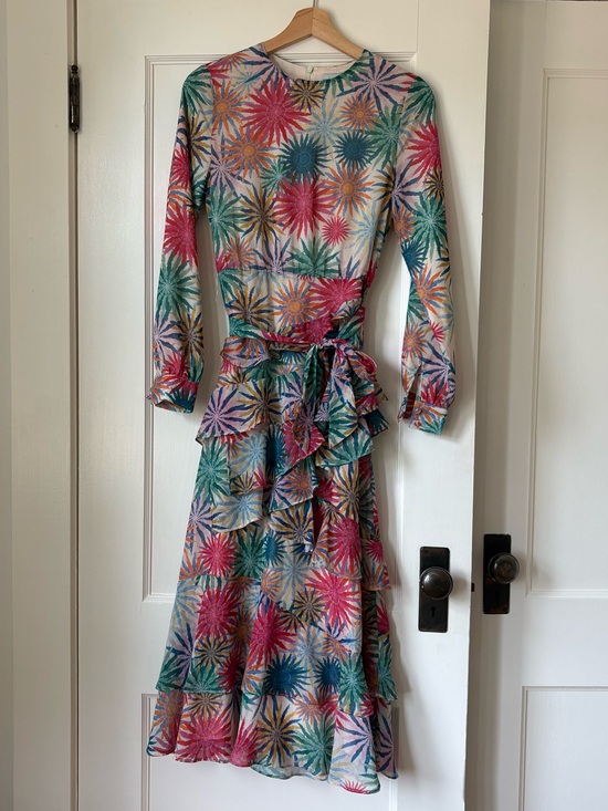 Parachute Dresses & Skirts - Paper Parachute Multicolor Starburst Long-Sleeve Wrap Midi Dress